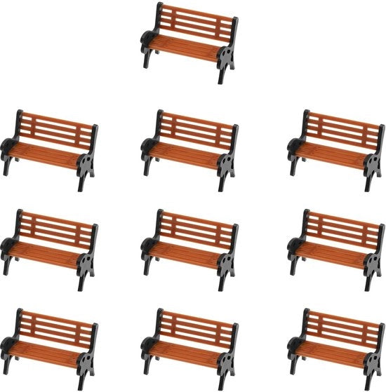Banchi per giardino in miniatura 1:150 - 10 pezzi - plastica - arancione - sedie decorative - ideali per progetti di paesaggio - arredamento per giardino in miniatura