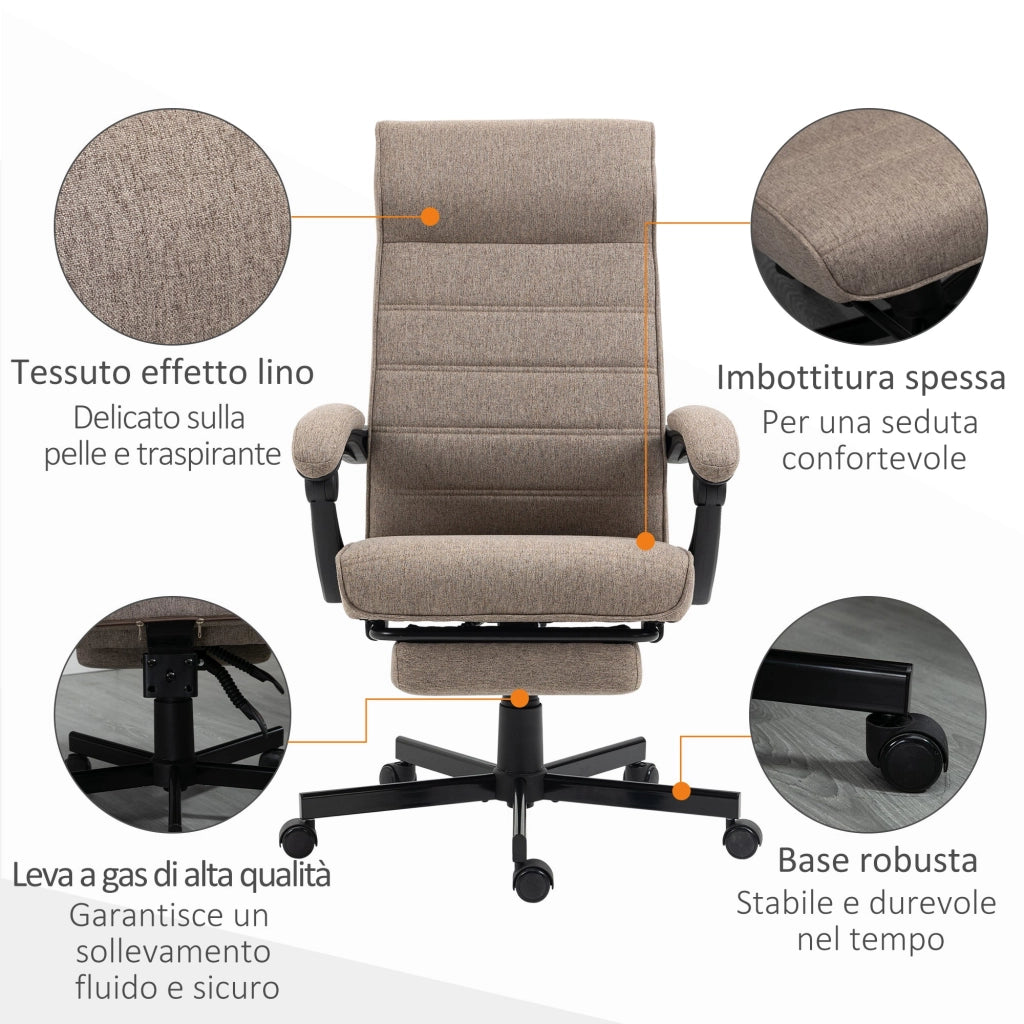 Sedia Poltrona da Ufficio Presidenziale 68x67x106-114 cm con Poggiapiedi Marrone