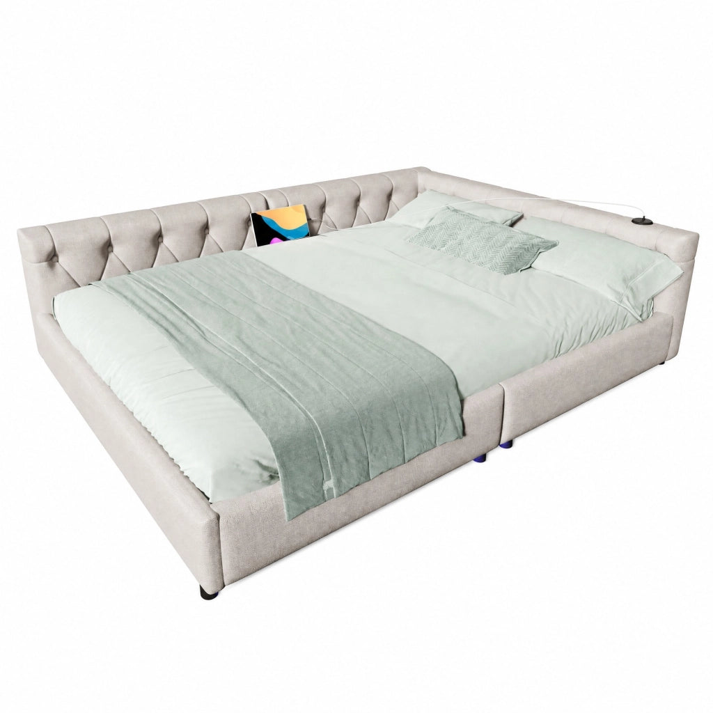 Divano letto multifunzione 140x200 cm con LED, USB e Type-C