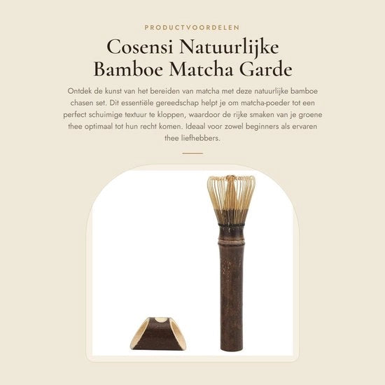 Preparazione di Tè Matcha con Chasen di Bambù Premium - Pacco Riciclabile - Spessore Regolabile - Maniglia Comoda