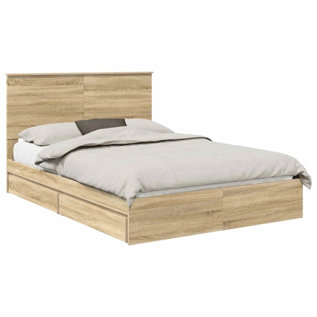 Letto con Contenitore con testiera Rovere Sonoma 140 x 190 cm 3411210