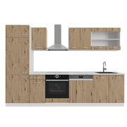 Cucina componibile R-Line Rovere artigianale/Bianco 300 cm, PL Marmo Vicco