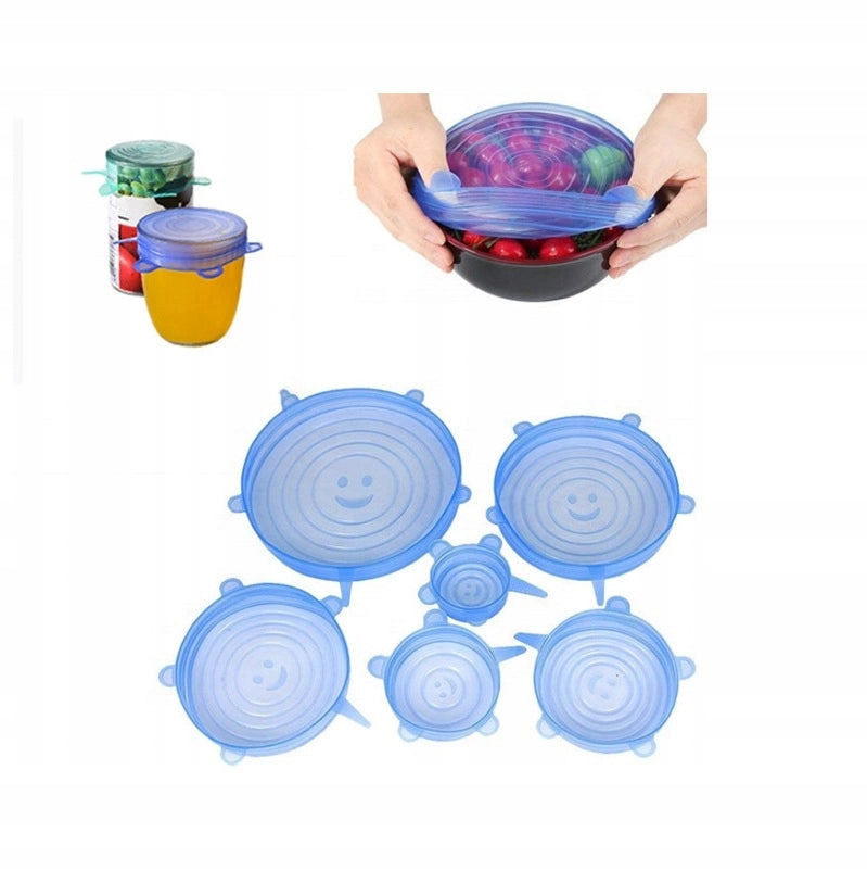 Set di Coperchi Universali in Silicone – 6 Pezzi | Resistente a Temperature Estreme | Adatto per Microonde e Congelatore