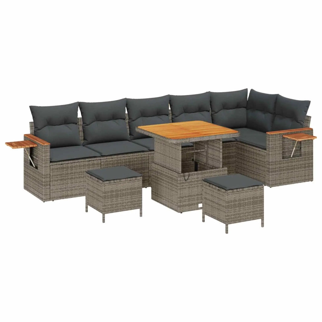 Set Divano da Giardino 9 pcs Grigio polyrattan 3363063