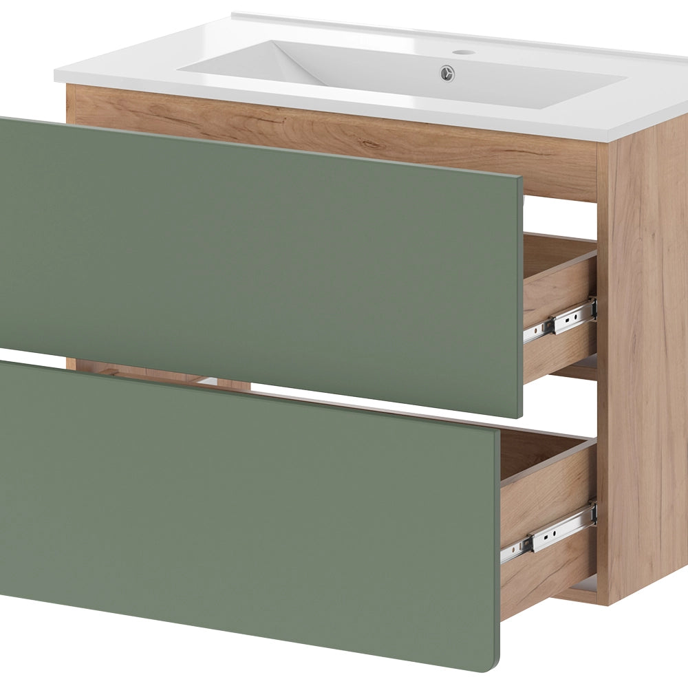 Vicco Set di mobili da bagno Goldkraft rovere/verde 2 pezzi