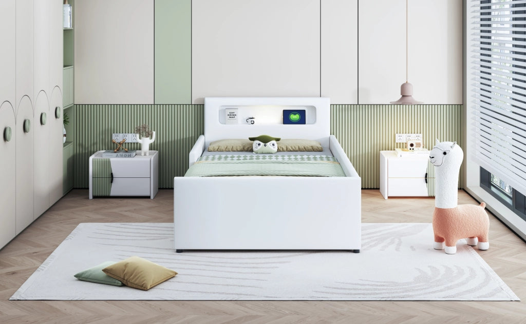 letto imbottito ecopelle bianco 90 x 200 cm