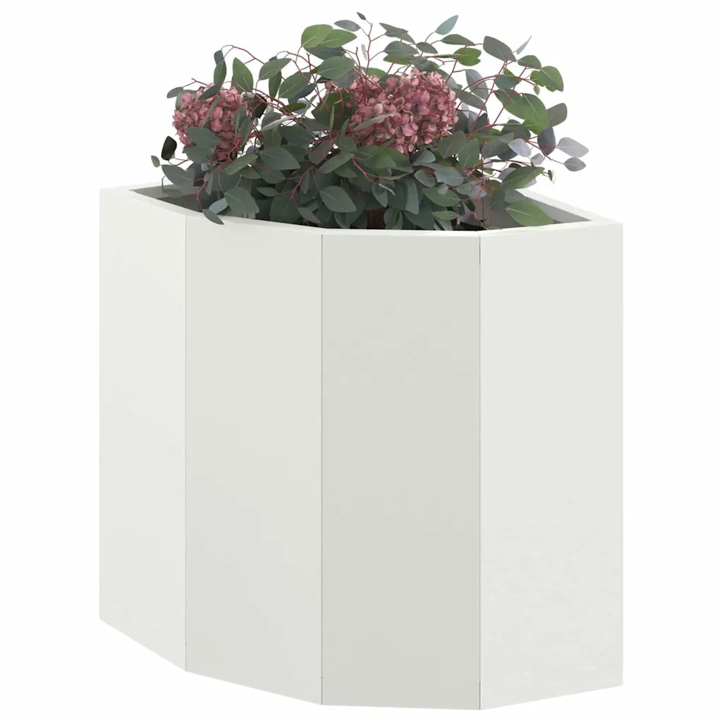 Vaso d'angolo-Fioriera-Contenitore per Piante Bianco 30 x 30 x 35 cm Acciaio