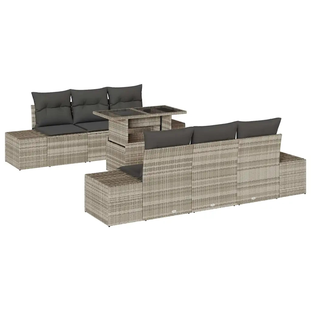 Set di divani con cuscino 7 pcs Grigio chiaro polyrattan 3349108