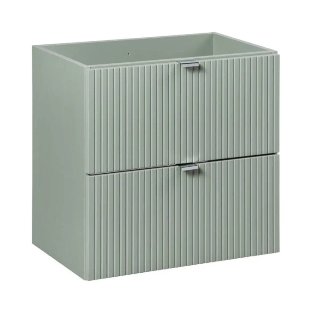 Set da bagno ELVINA 60cm: mobile sottolavabo con cassetti verde salvia grigio + lavabo incassato bianco