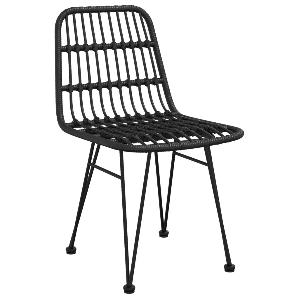 Set da Pranzo da Giardino 5 pz Nero in Polyrattan 3157840
