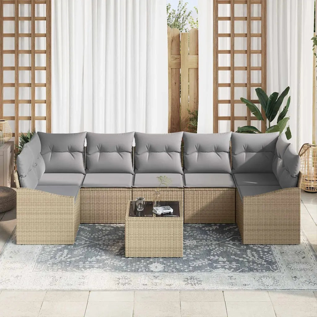 Set di divani Beige e Grigio Chiaro 55 x 55 x 37 cm polyrattan