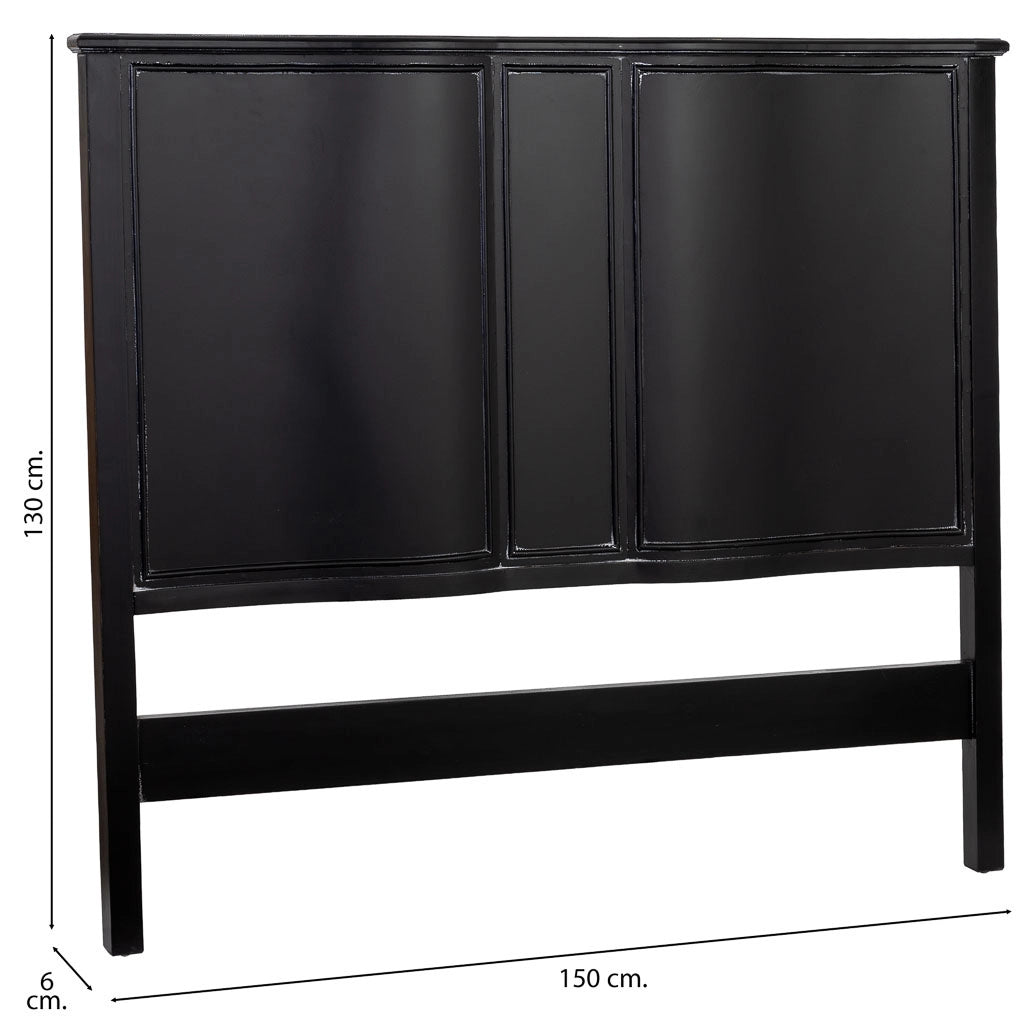 Testiera in legno nero, 150x6x130h cm