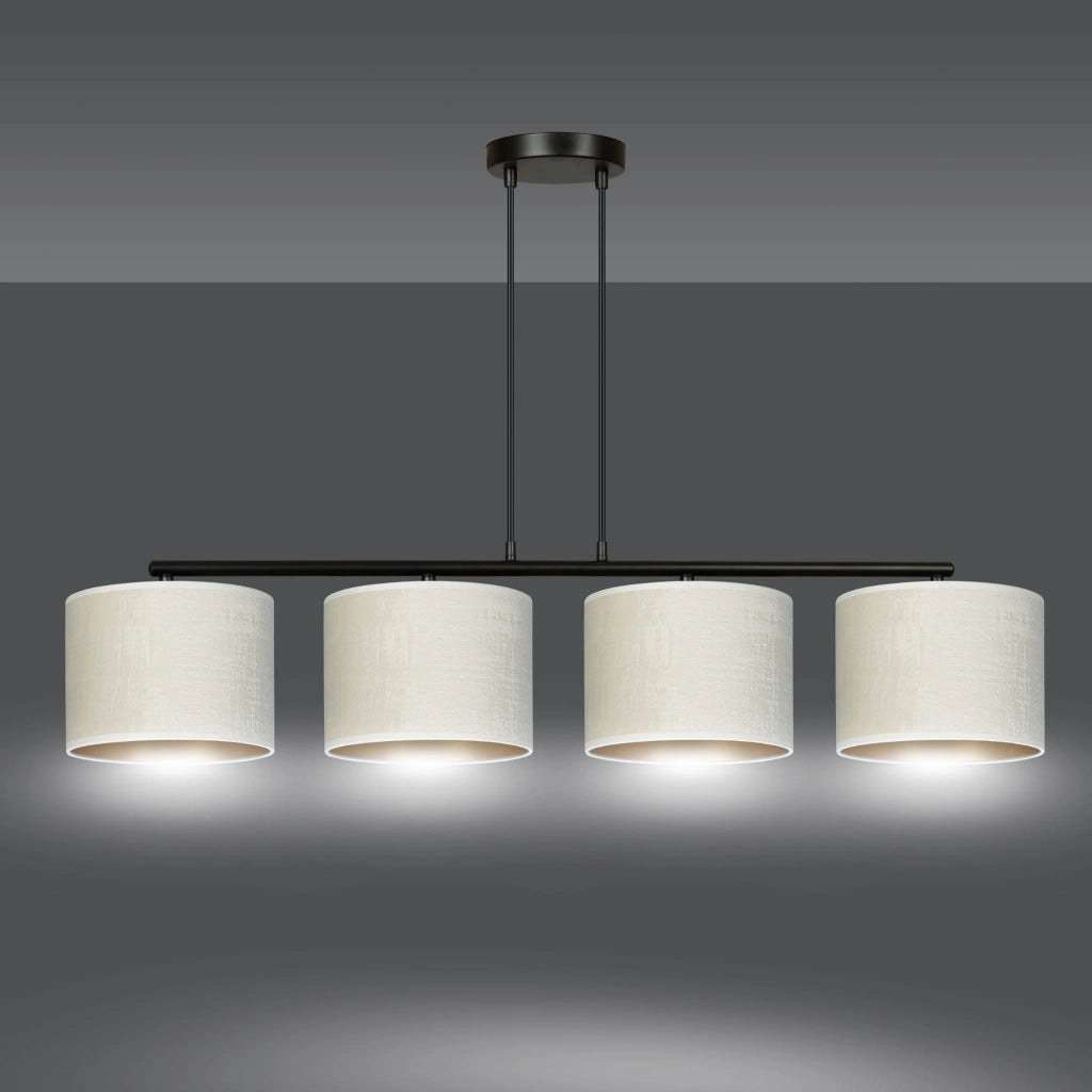 Lampadario Emibig Hilde 4 luci E27 nero crema oro