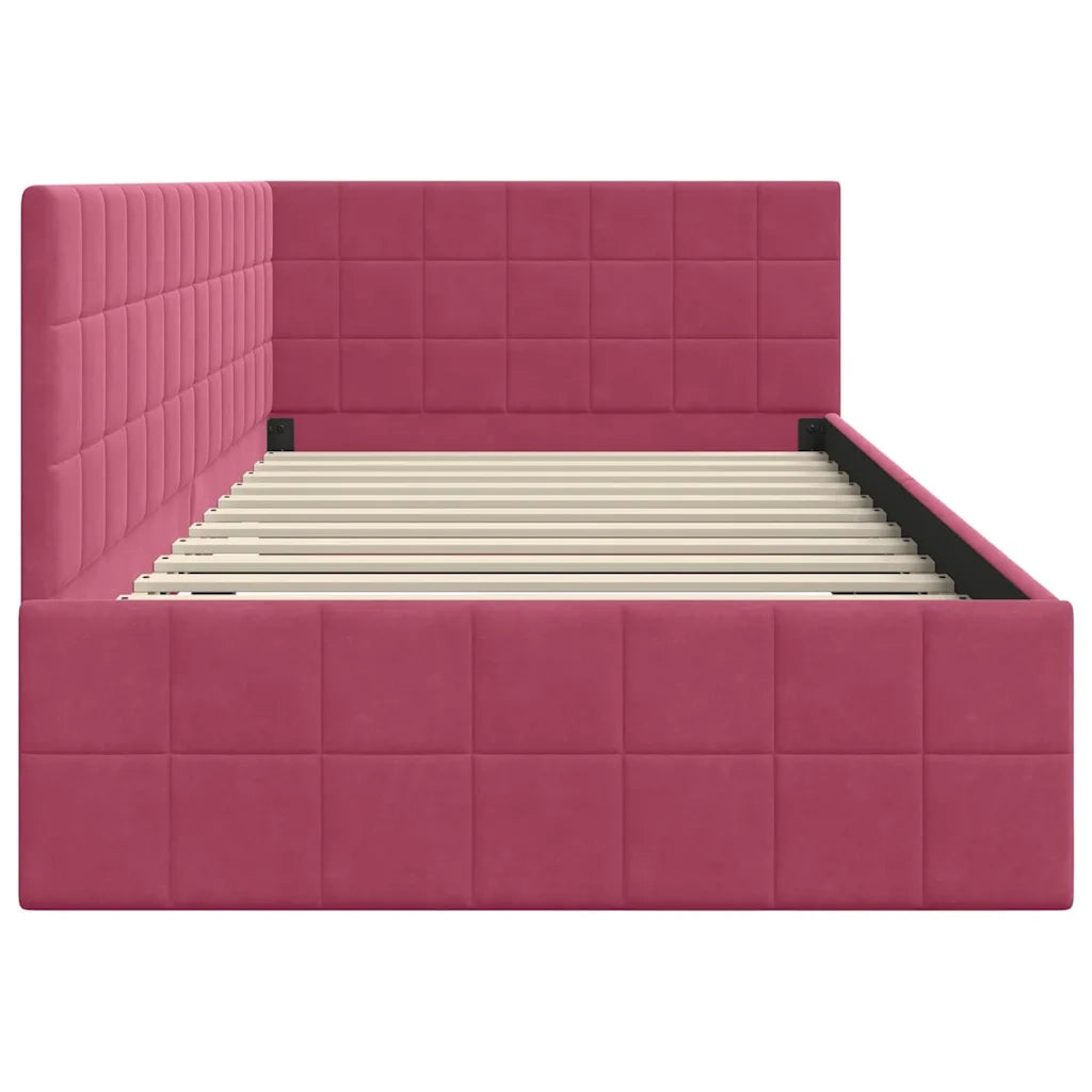 Cornice del letto ad angolo Rosso Vino 90 cm x 190 cm Velluto 42016382