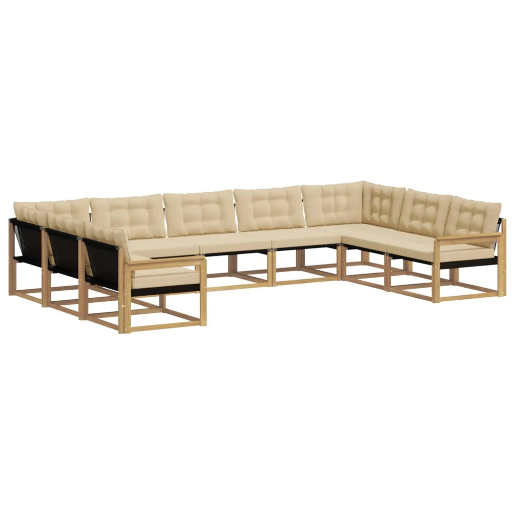 Set di divani da esterno 9 pz Bianco e Beige 3389063