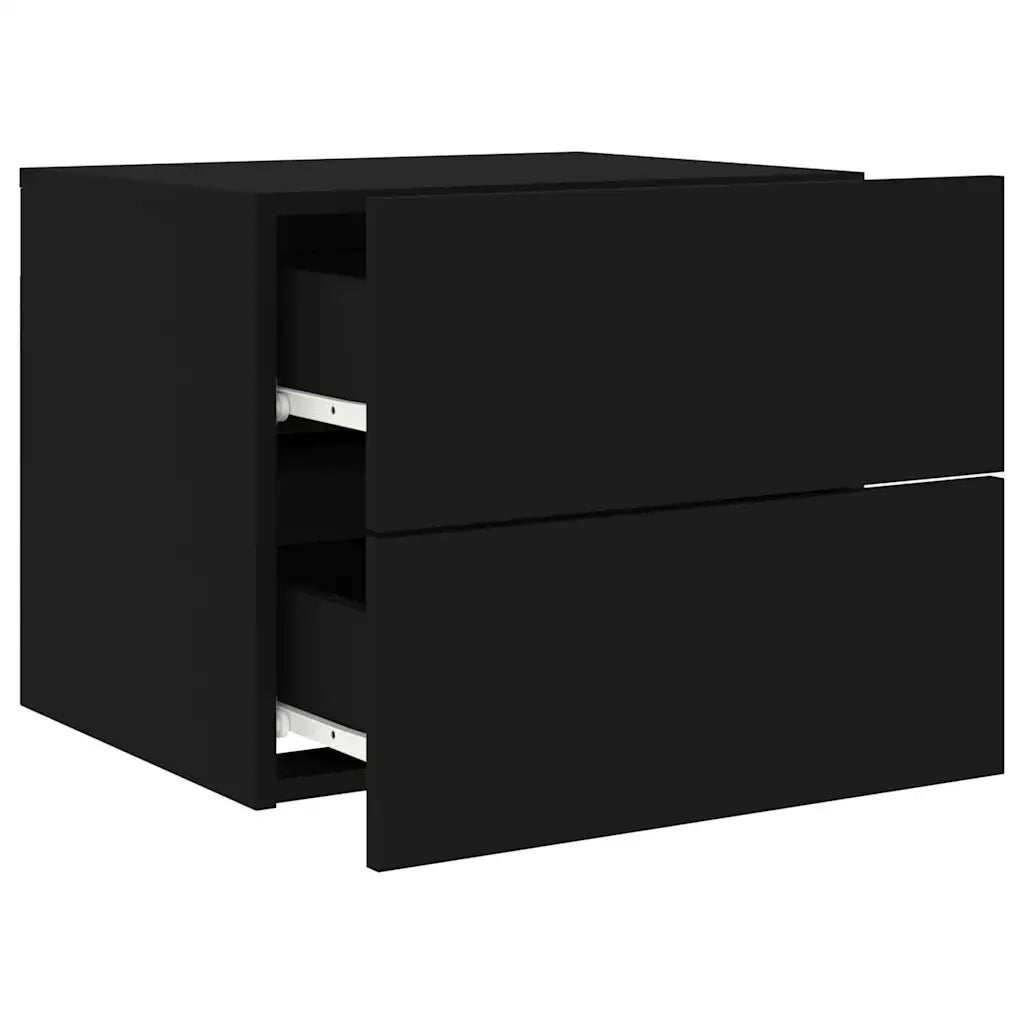 Set di 2 Comodini | Armadio da Notte | Mobiletto da notte a Parete con Luci LED Neri