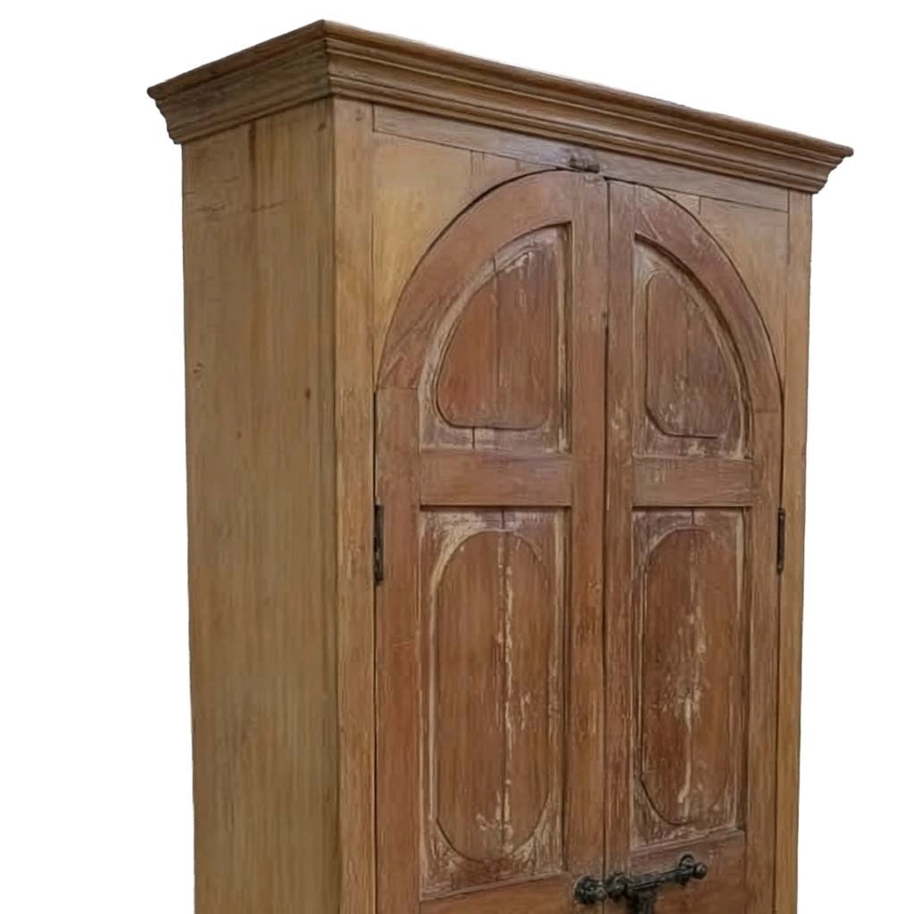 Armadio in legno con finitura artigianale marrone, 97x36x210h cm