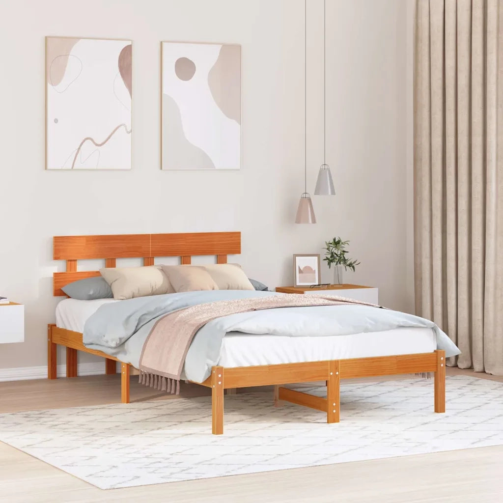 Struttura del letto-Giroletto Marrone 140 x 190 cm Legno massello di pino 999498