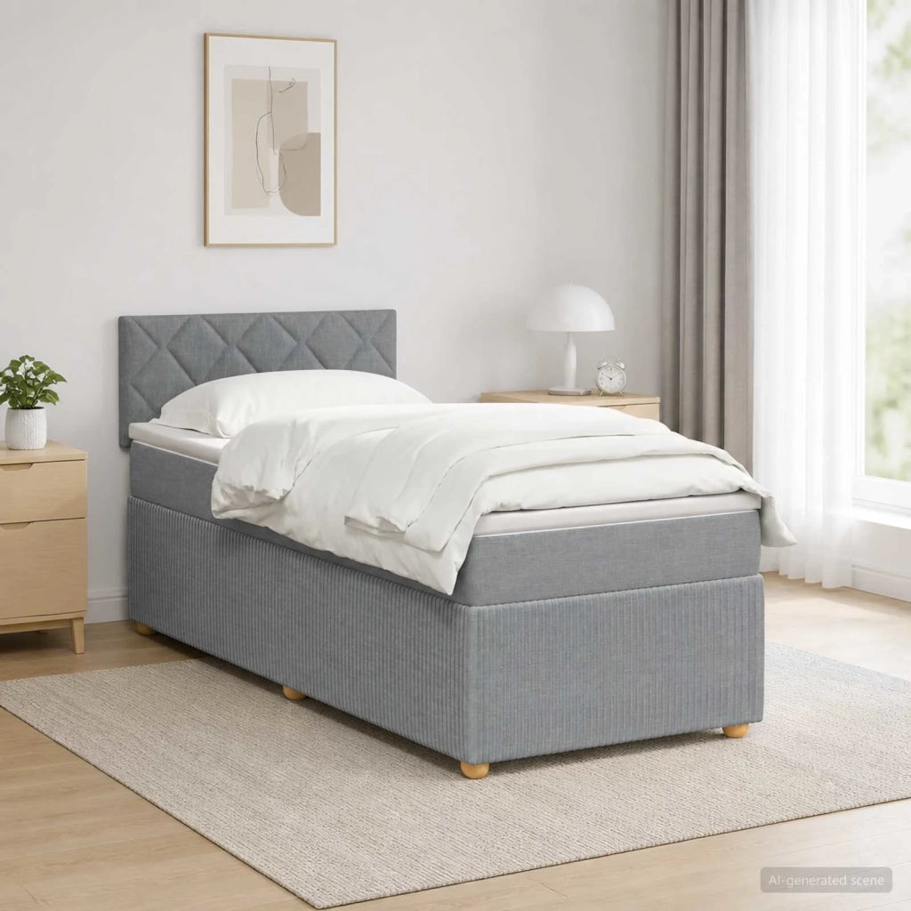 Letto con Box Spring, Materasso e LED Grigio Chiaro 90 x 190 cm 3453225