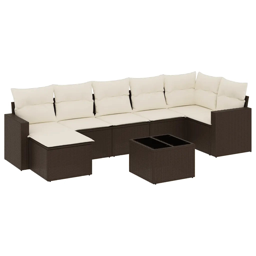 Set Divani da Giardino 8 pz con Cuscini Marrone in Polyrattan 3219283