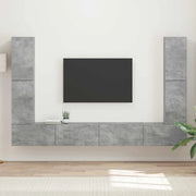 Set mobile TV 8 pcs Grigio cemento Legno multistrato 3409135