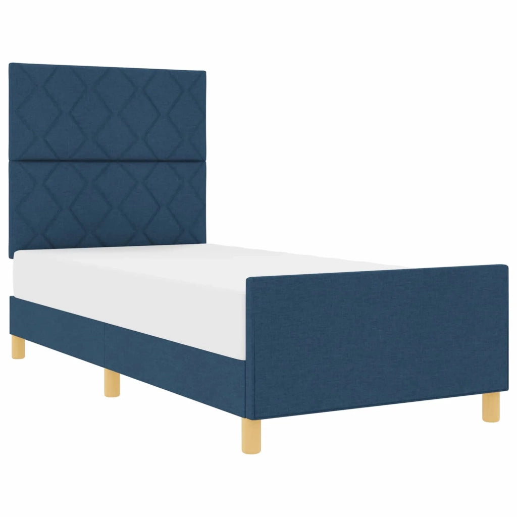 Struttura del letto con testiera Blu 100 x 200 cm Tessuto