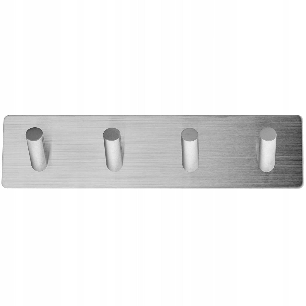 Portasciugamani da bagno KADAX con 4 ganci autoadesivi, colore argento, resistente.