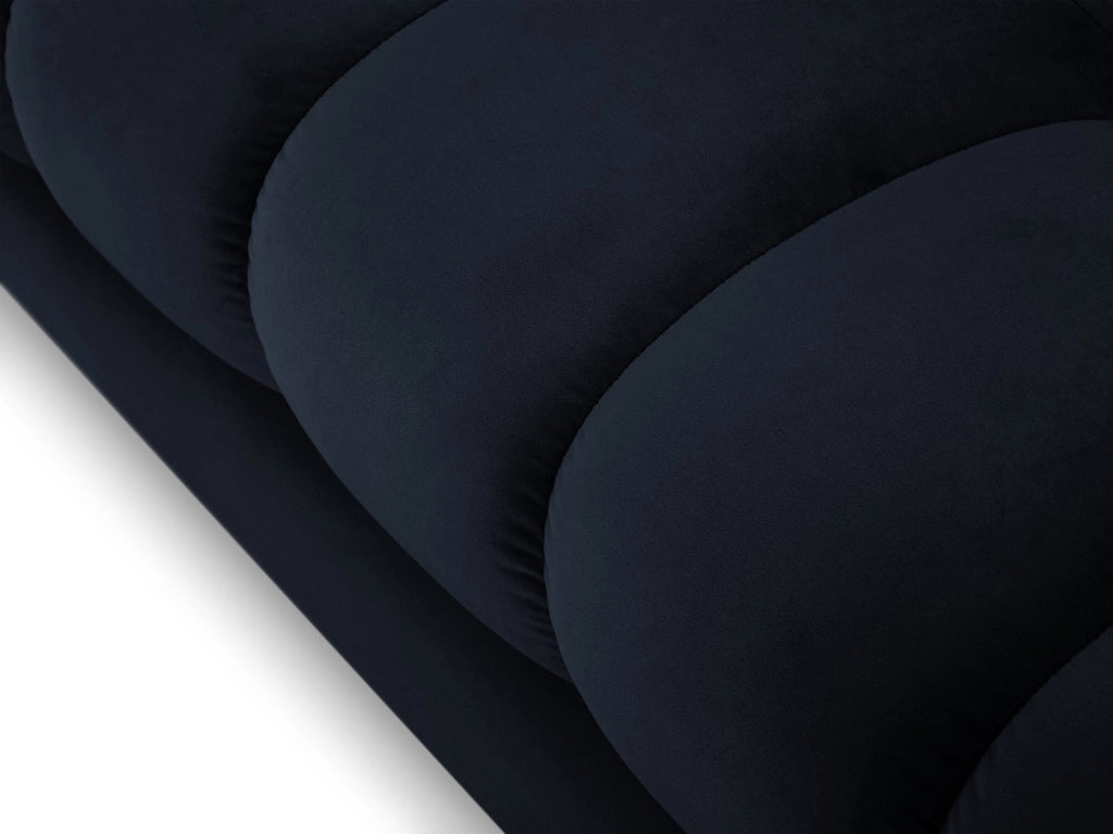 Cosmopolitan Design - Divano angolare destro "Bali" 5 posti in velluto blu scuro 