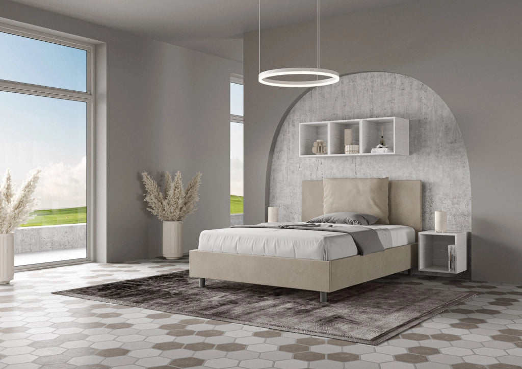 Letto Matrimoniale Extra Large 200x200 cm con Rete Antea Sabbia