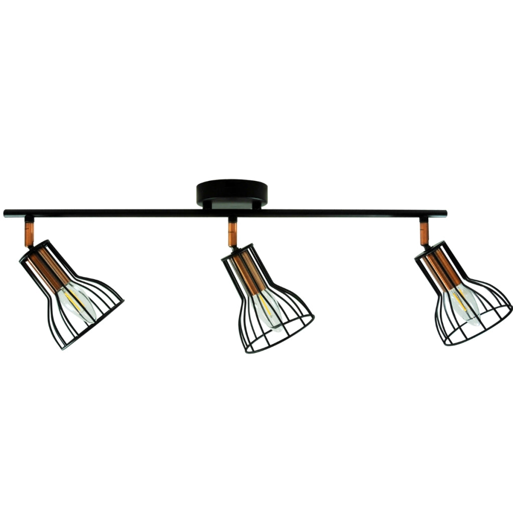 Plafoniera/Applique orientabile SOFIA 3 luci E14 nero rame Polux
