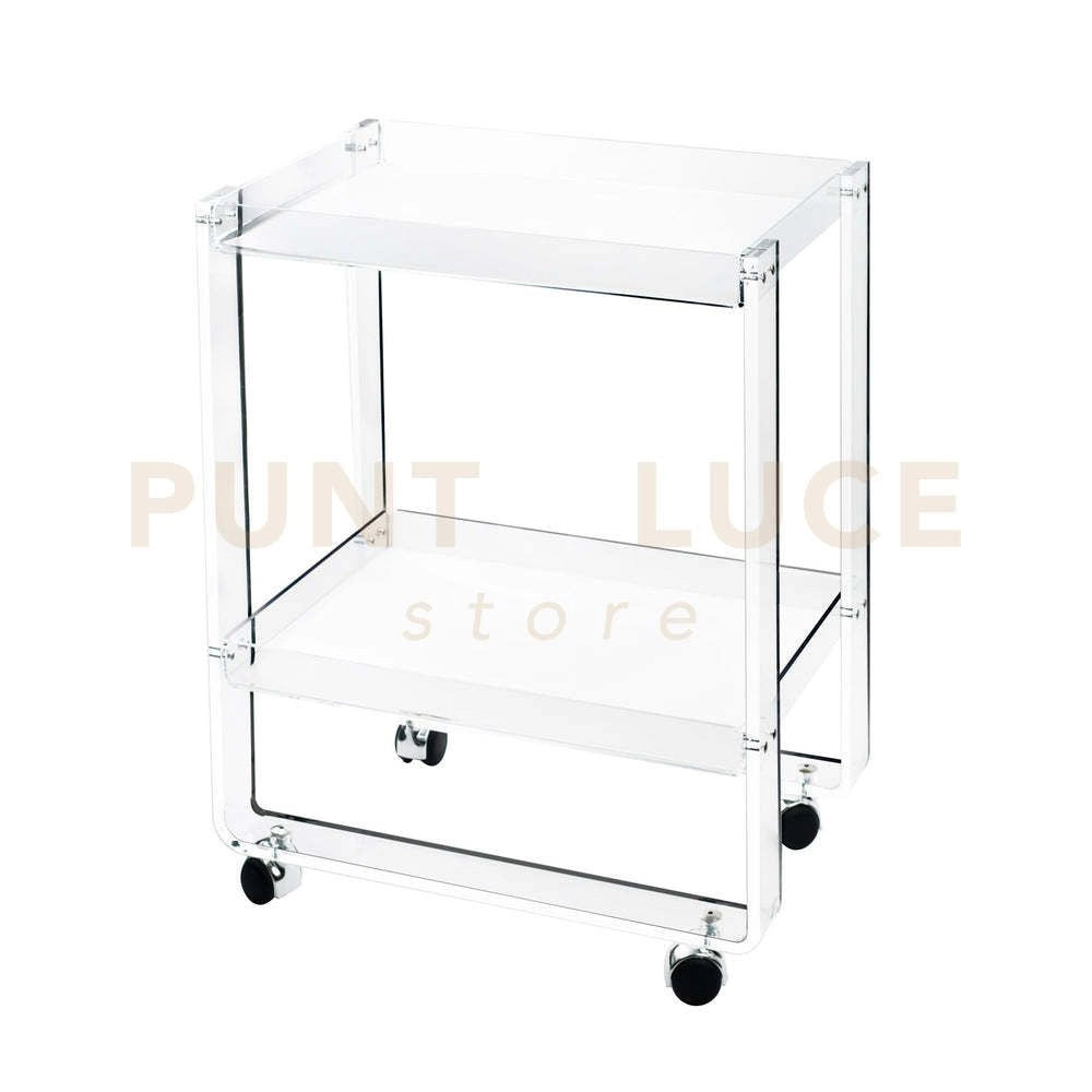 CARRELLO MAJORDOME IN CRISTALLO ACRILICO TRASPARENTE CON RUOTE
