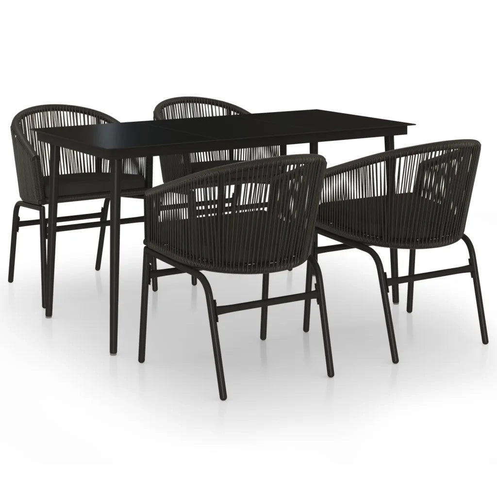 Set da Pranzo per Giardino 5 pz Nero 3099241
