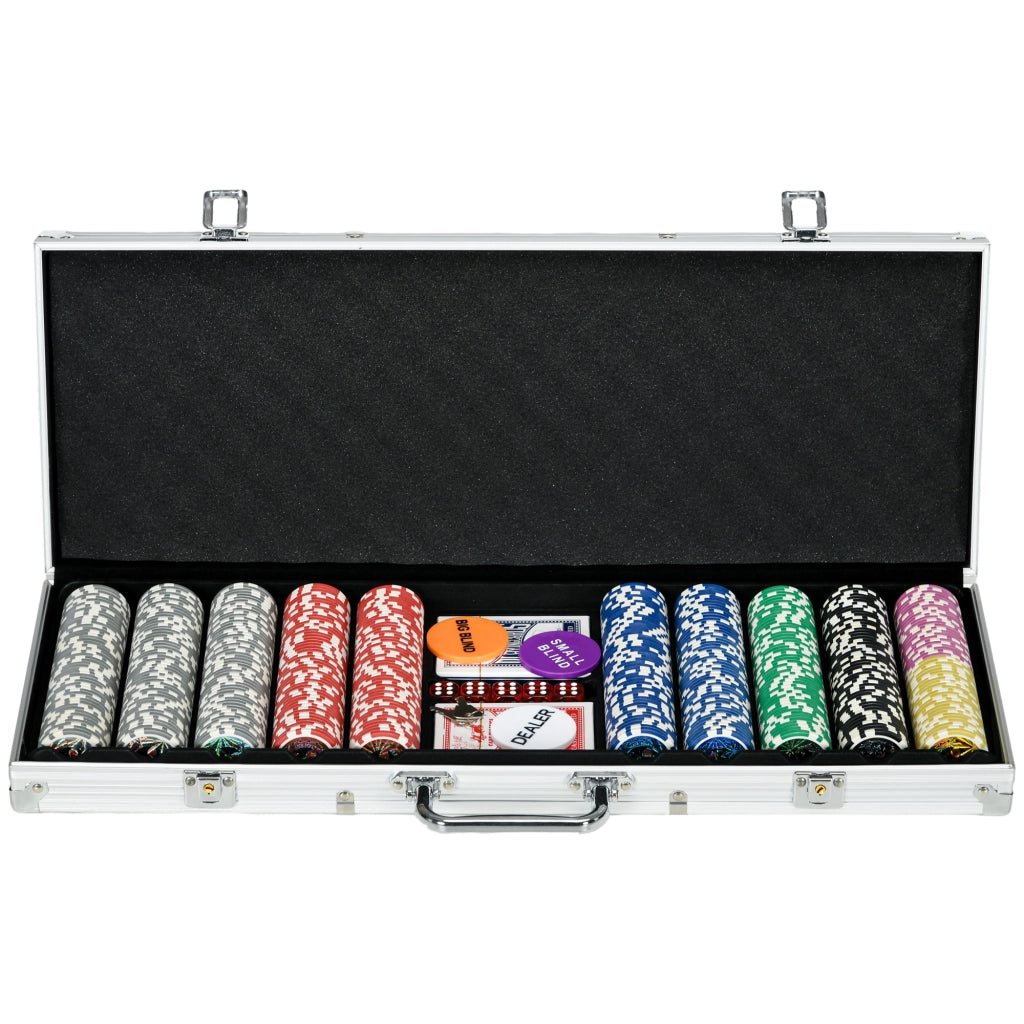 Set Poker Professionale ¨C Xylo ¨C 500 Fiches, 2 Mazzi Carte, 5 Dadi, Custodia Alluminio