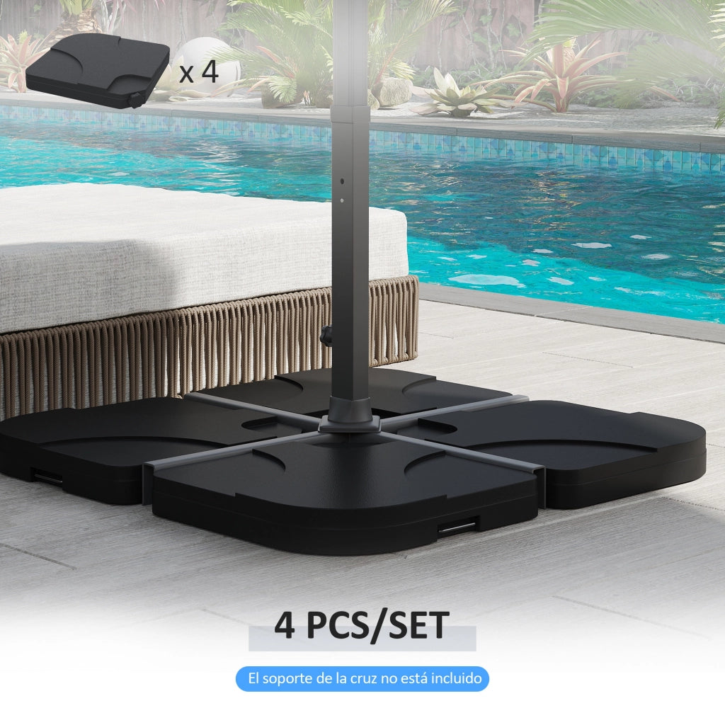 Base per Ombrellone 4 Pezzi ¨C zephmum ¨C Nero 50x50x7.5 cm