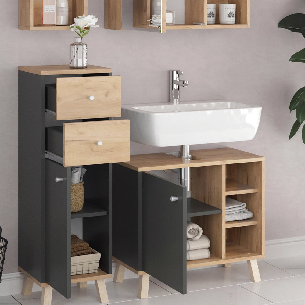 Vicco Set mobili bagno Antracite 4 parti