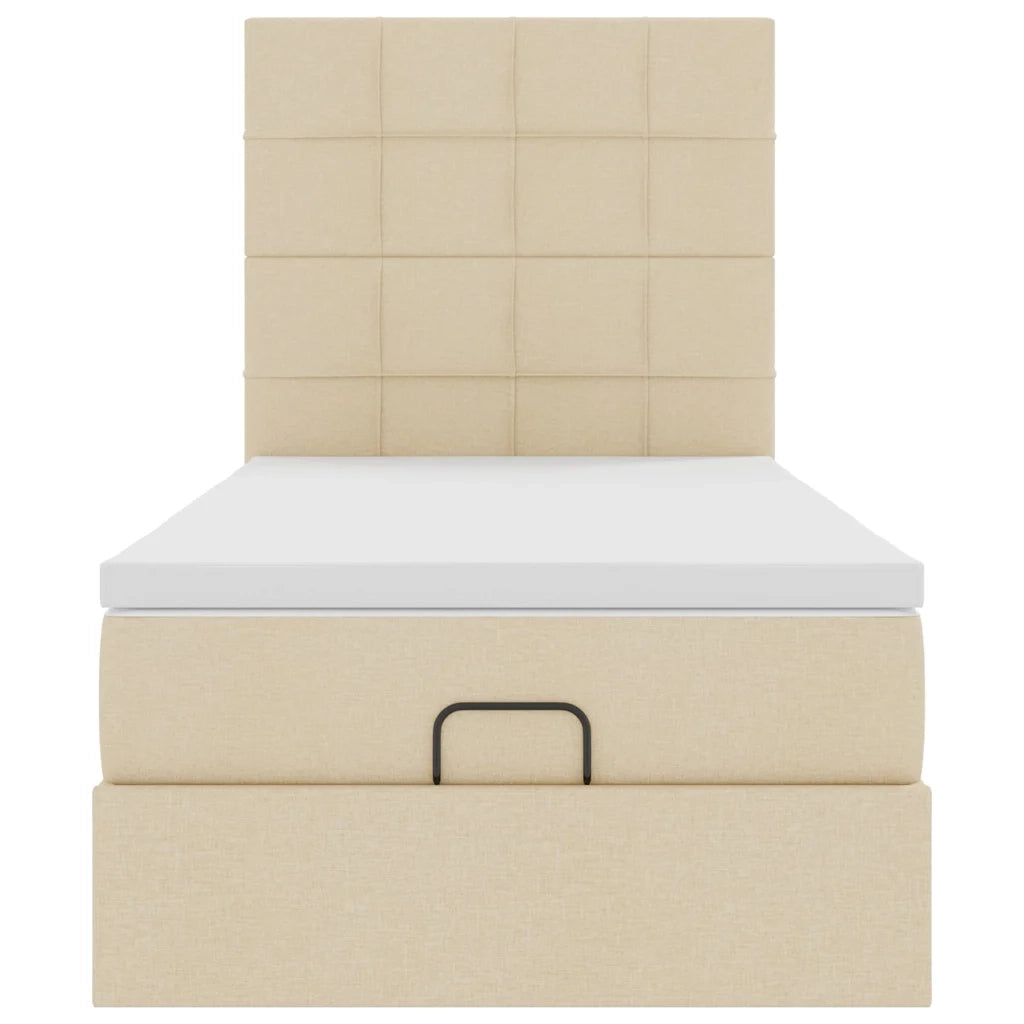 Struttura Letto Pouf con Materasso Crema 90x190 cm in Tessuto 3313973