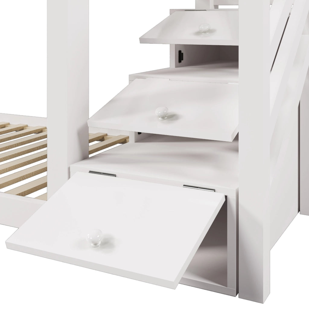 LETTO a castello casetta 90x200 cm bianco con scivolo