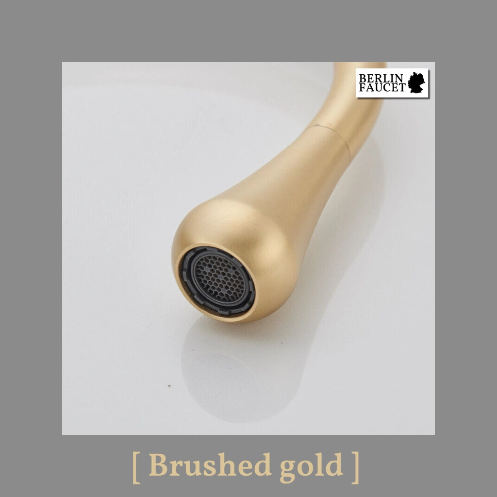 Lydia | Rubinetto da bagno Hotel Gastro oro | in acciaio inox per lavelli alti|rubinetto miscelatore 2 attacchi| Raccordo alta pressione alto bagno