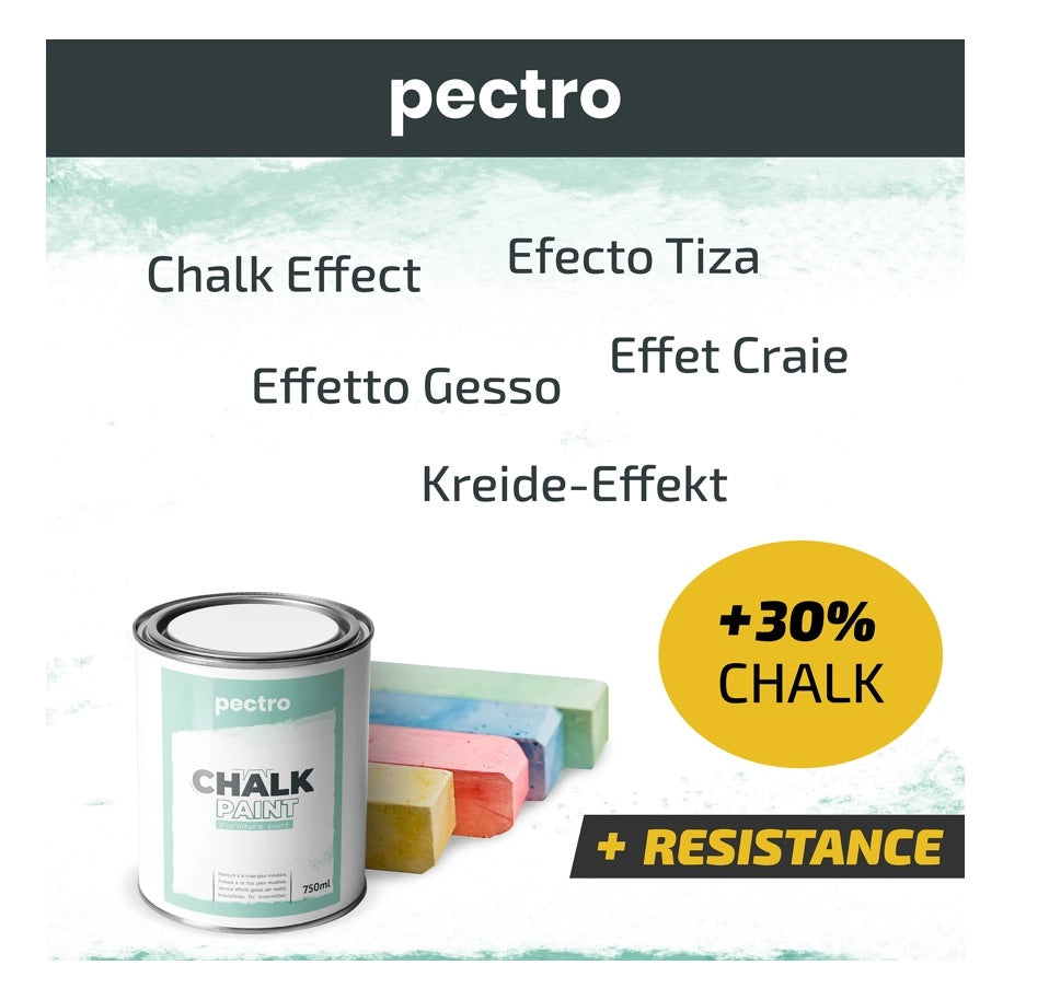 Chalk Paint Vernice a Gesso 750ml + Pennello Tondo in Legno Pack ROSA ARMONICO - Pittura per Mobili Senza Carteggiare