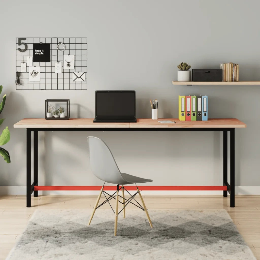 Banco da Lavoro 200x55x81,5 cm Legno Massello Faggio e Metallo 3188907