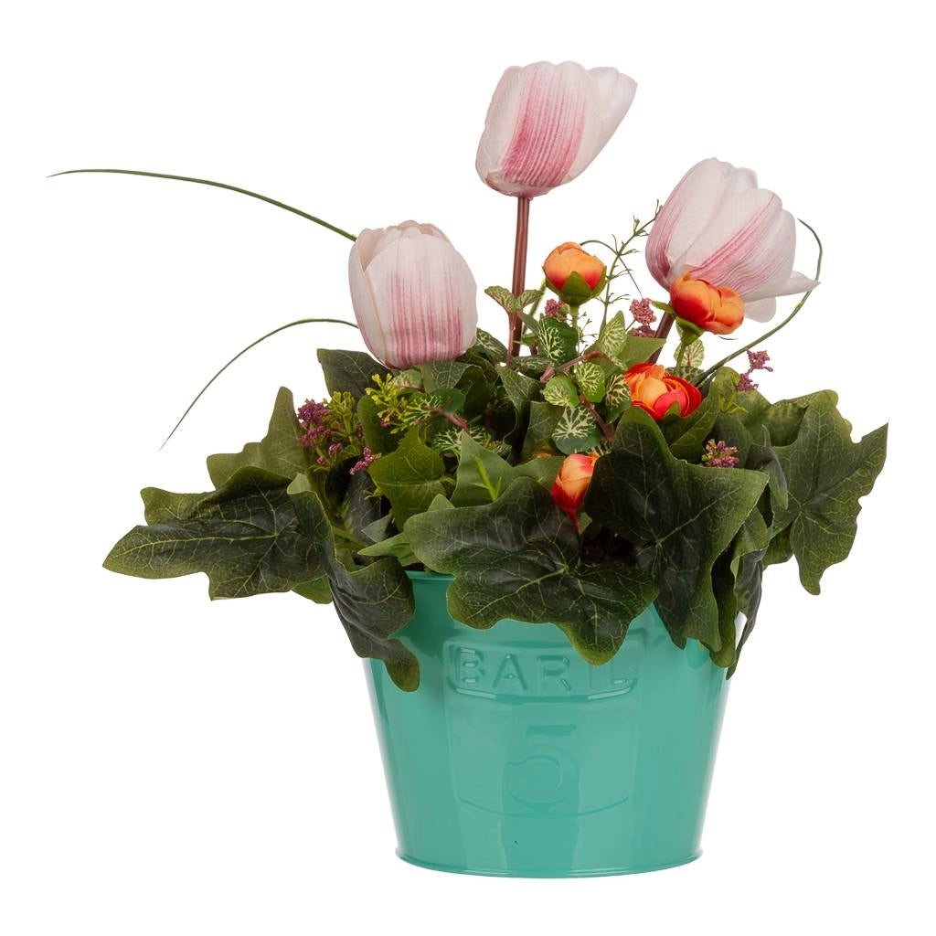 Vaso con fiore artificiale 18x18x37h