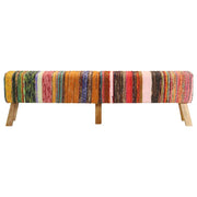 Panca Multicolore 160 cm Tessuto Chindi e Legno Massello Mango 359636