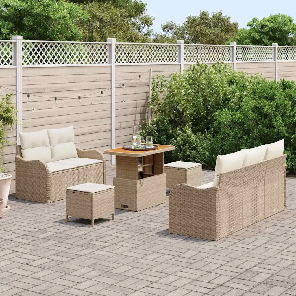 Set Divano da Giardino con cuscino 8 pcs Beige e Crema 3364161