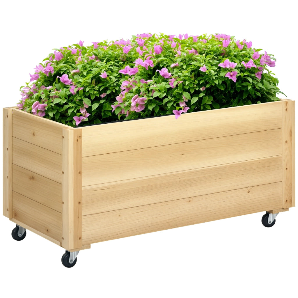 Fioriera rialzata con ruote ¨C Xylo ¨C legno di abete naturale 89x48x47 cm