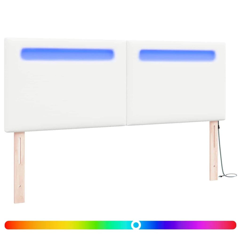 Testiera | Testata LED Bianco 160 cm Pelle Sintetica