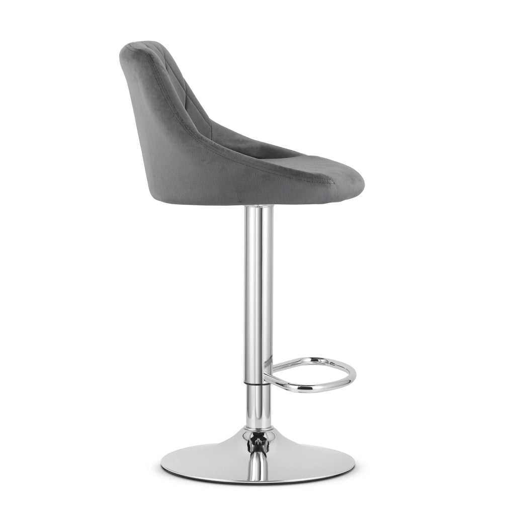 Sgabello girevole VALORA DAKA - Grigio velluto con base cromata x 2