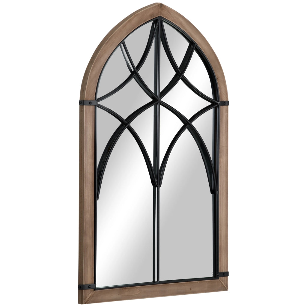 Specchio con Appendiabiti ¨C Minimal ¨C Legno e Vetro, Marrone e Nero, 60x93 cm