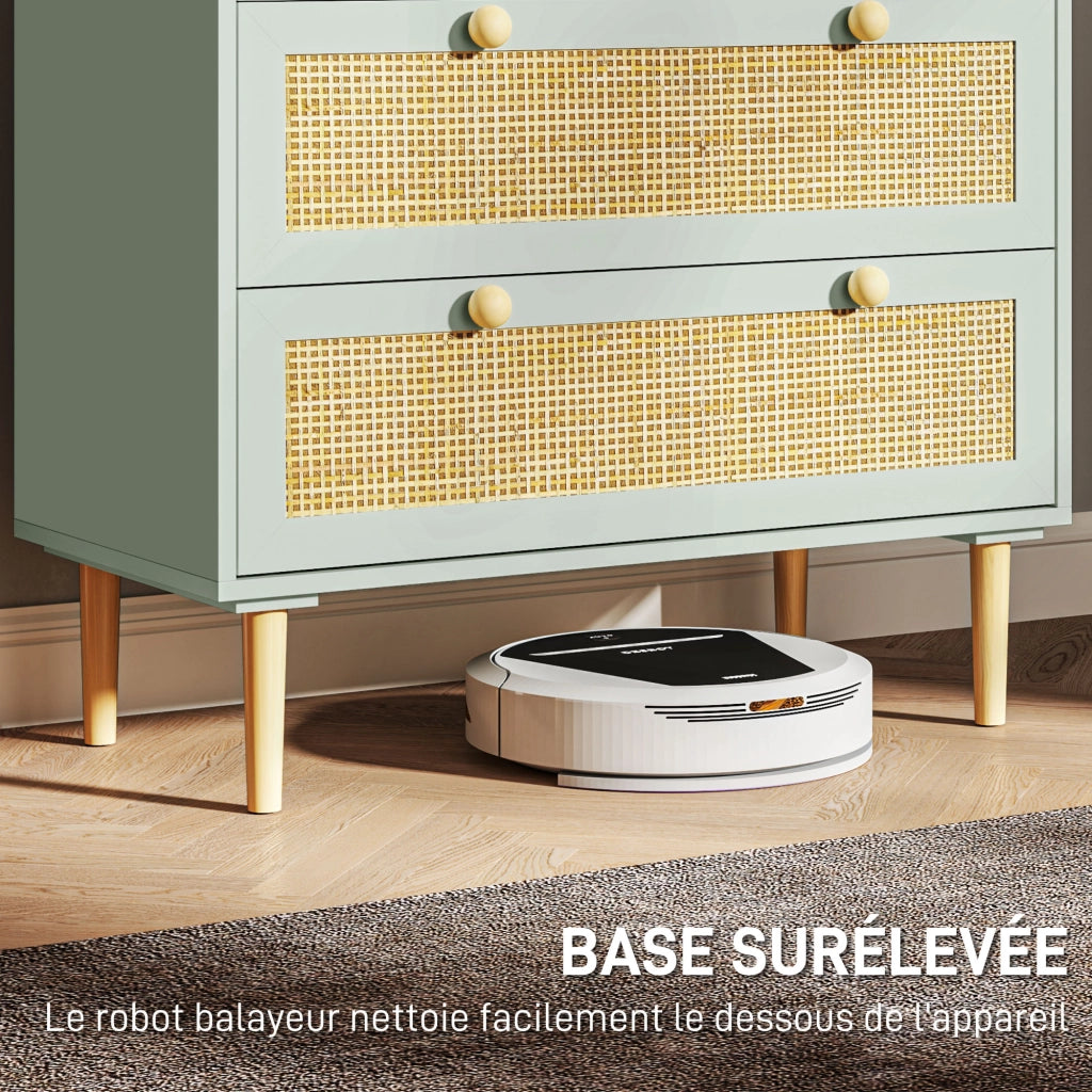 Cassettiera boh¨¦mien rattan naturale ¨C Xylo ¨C 3 cassetti verde oliva