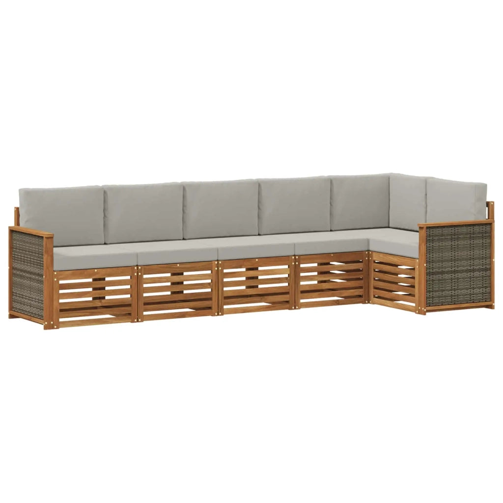 Set divano sezionale con cuscino 5 pcs Naturale e Grigio Chiaro 3384407