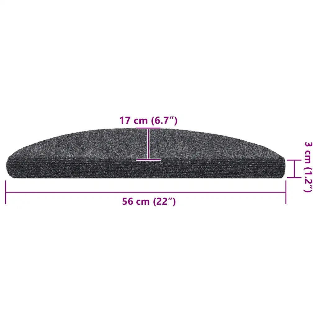 Tappetini per scale autoadesivi 20 pz 56x17x3 cm Grigio scuro semicircolari 3365668